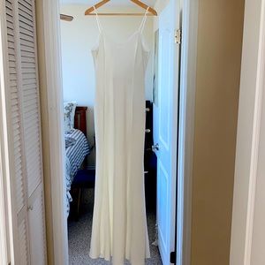 Taliana White Lace Button Back Maxi Dress